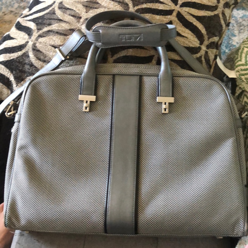 Metallic Silver Tumi Laptop Bag